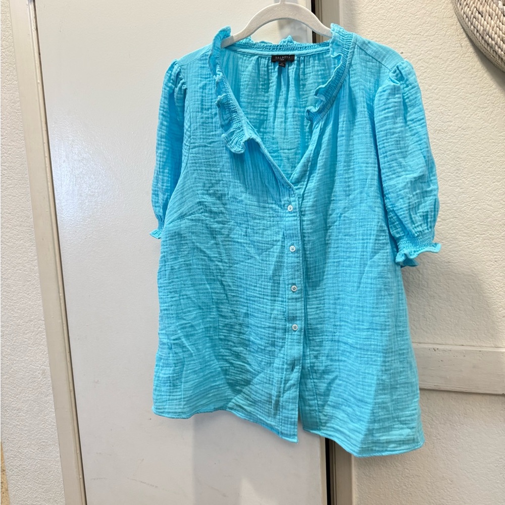Talbots plus button down gauze shirt X